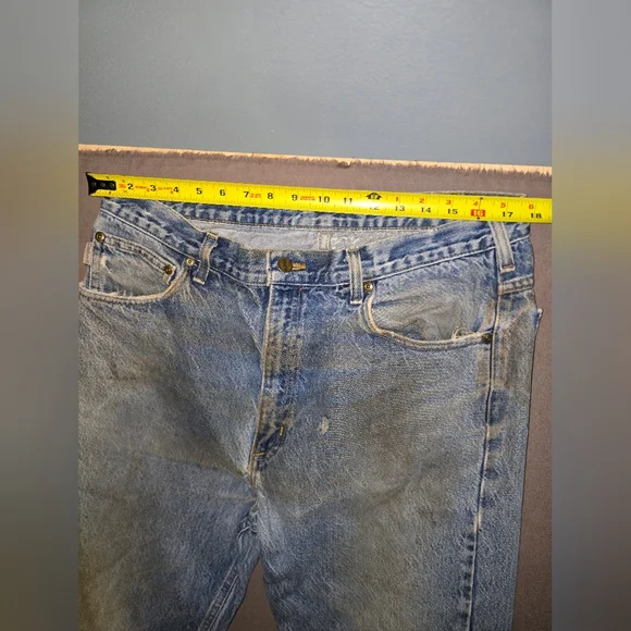 Vintage Carhartt Distressed Sun Faded Dirty Denim Jeans 34x30 - Picture 9 of 9